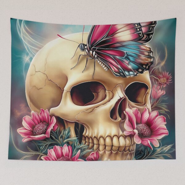 Item preview, Butterfly Skull And Flowers designed and sold by Gypsykiss.