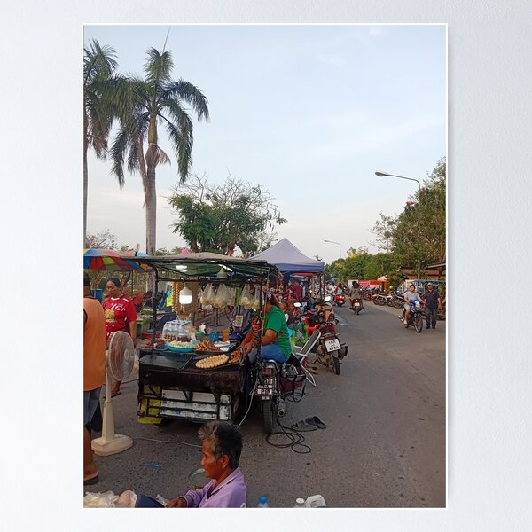 Vista previa del artículo con la obra «Mercado callejero en Tailandia», diseñado y vendido por ruay9999.
