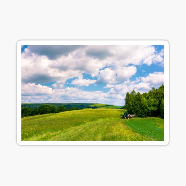 agricultural fields on hills Sticker