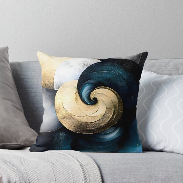 Metallic Vortex of Time and Form Throw Pillow