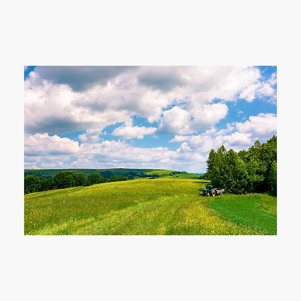 agricultural fields on hills Photographic Print