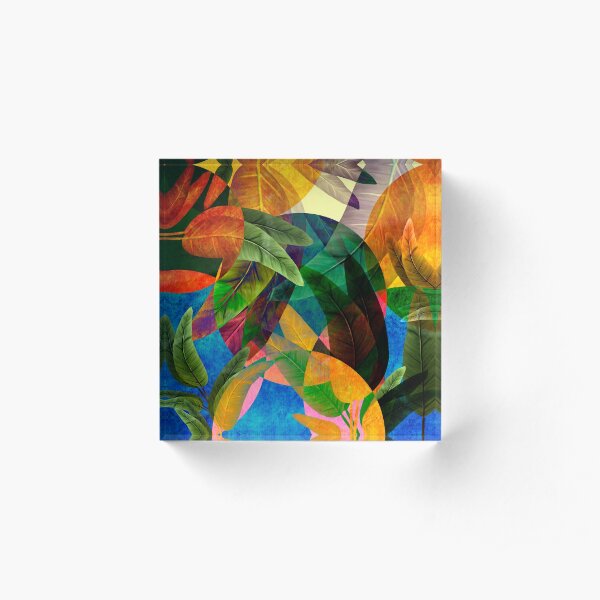 "Fantasía Retro Tropical Tiki" Bloque acrílico
