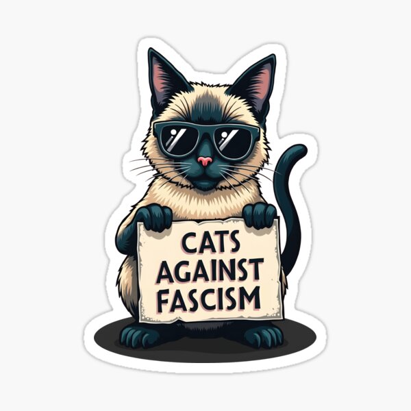 Artikel-Vorschau von Katzen gegen Faschismus – Coole siamesische Rebellenkatze mit Sonnenbrille Vektor T-Shirt, designt und verkauft von WAUZ.