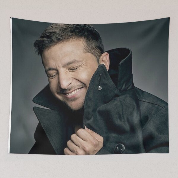 Item preview, Volodymyr Zelenskyy in Black Coat with Confident Pose designed and sold by TribeMystic.