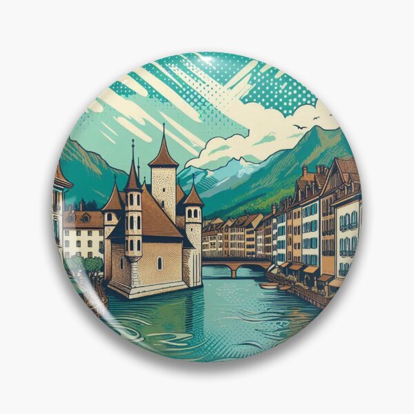 Item preview, AI-Designed Annecy France – Peaceful City & Clean River Artwork for Clothing, Accessories & Home Decor designed and sold by knalpot-design.