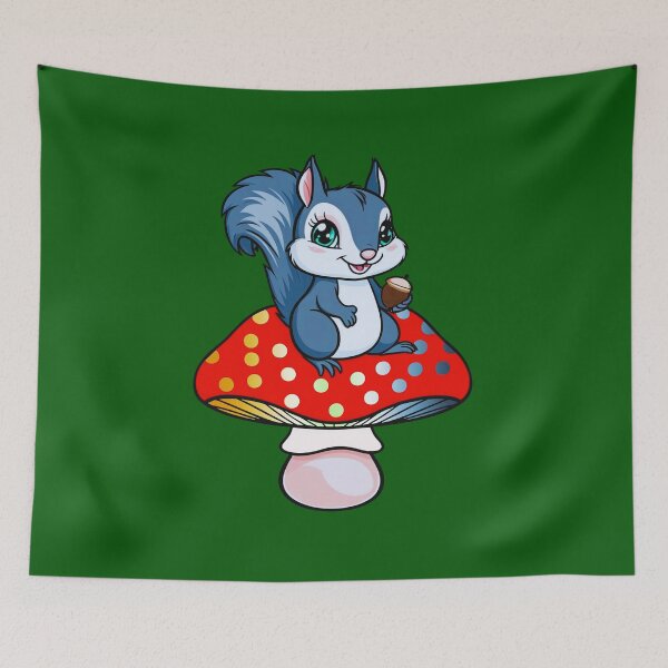 Item preview, Cute Squirrel on AroAce Agender Mushroom – AroAce Agender Pride Whimsical Art designed and sold by Travelslightly.