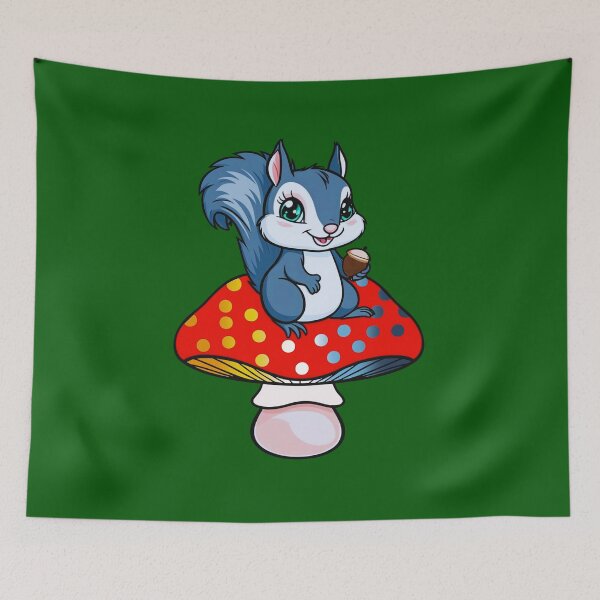 Item preview, Cute Squirrel on AroAce Mushroom – AroAce Pride Whimsical Art designed and sold by Travelslightly.