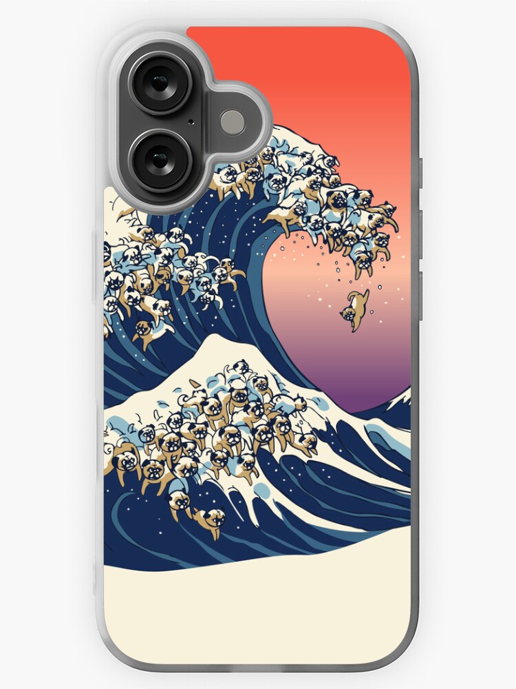 Imagen 1 de 5, Funda de iPhone con la obra La gran ola de pug, diseñada y vendida por Huebucket.