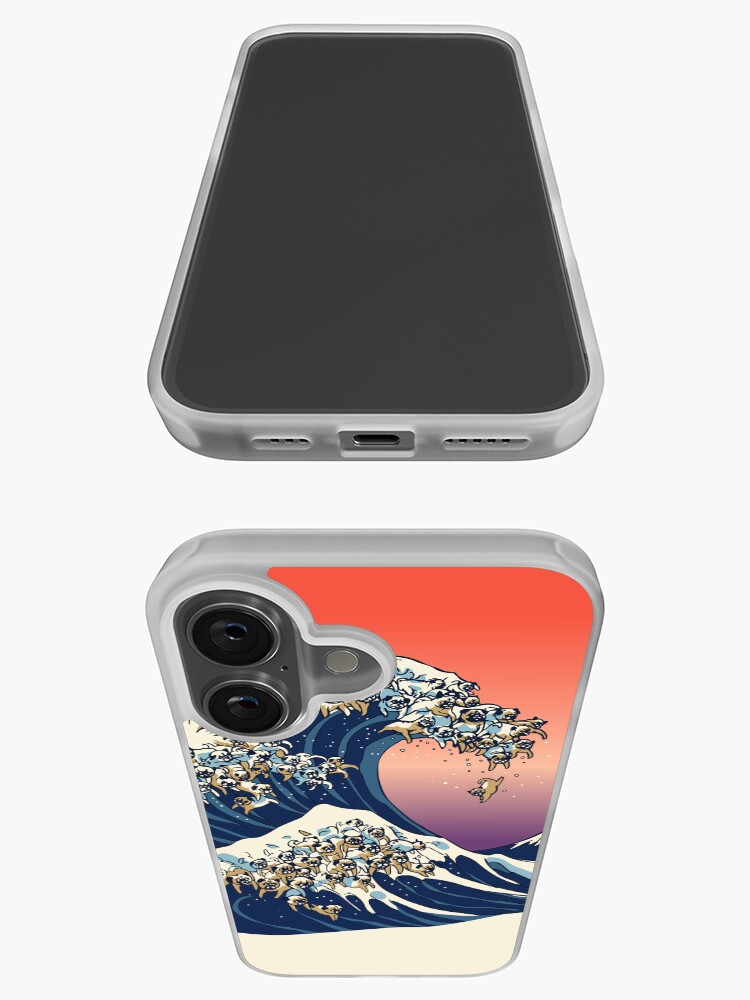 Imagen 3 de 5, Funda de iPhone con la obra La gran ola de pug, diseñada y vendida por Huebucket.