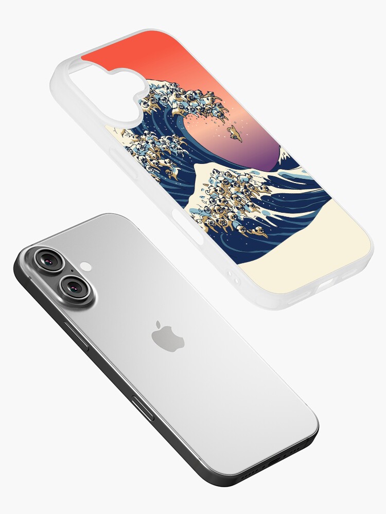 Imagen 2 de 5, Funda de iPhone con la obra La gran ola de pug, diseñada y vendida por Huebucket.