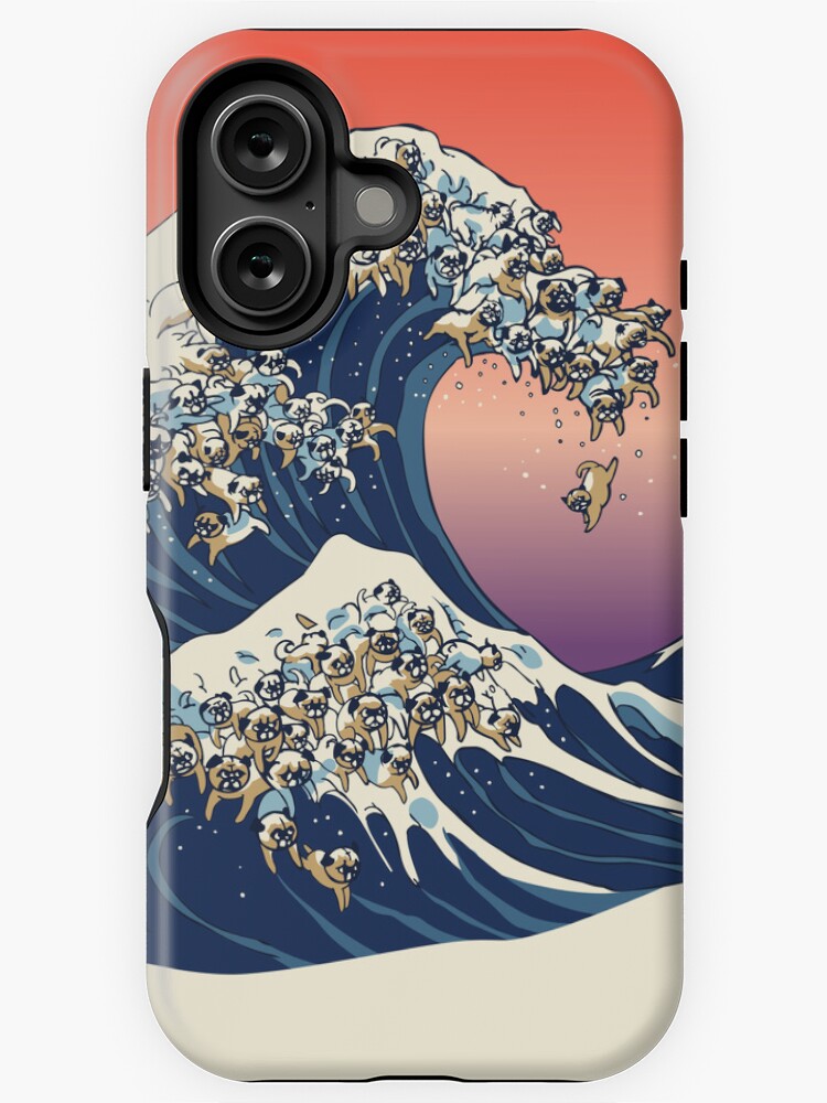 Imagen 1 de 4, Funda de iPhone con la obra La gran ola de pug, diseñada y vendida por Huebucket.