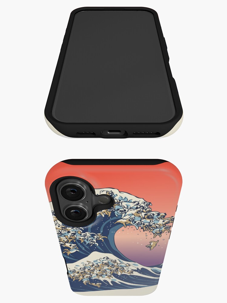 Imagen 3 de 4, Funda de iPhone con la obra La gran ola de pug, diseñada y vendida por Huebucket.