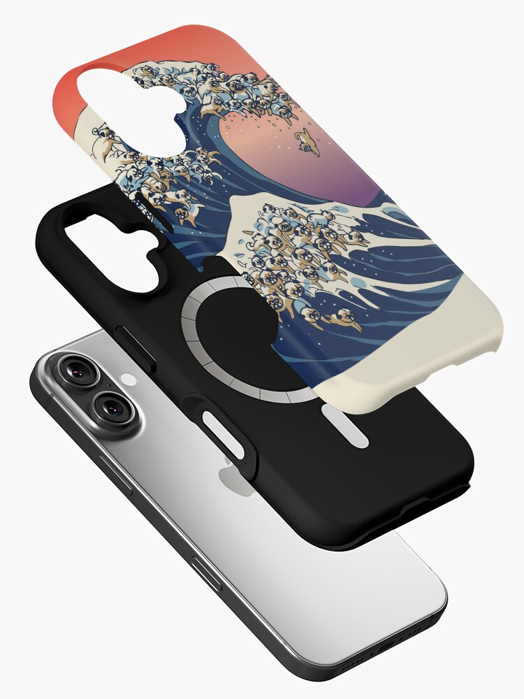 Imagen 2 de 4, Funda de iPhone con la obra La gran ola de pug, diseñada y vendida por Huebucket.