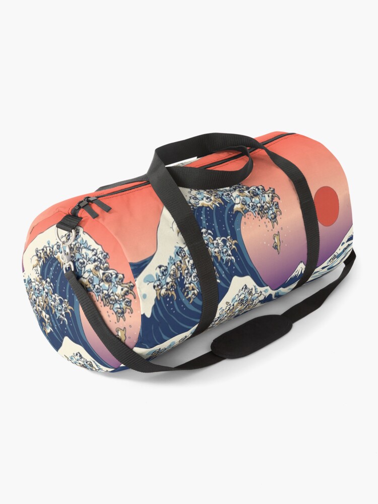 Thumbnail 1 of 3, Duffle Bag, The Great Wave of Pug designed and sold by Huebucket.