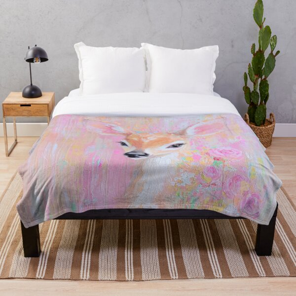 Item preview, Fairytale Deer Nursery Print Spring Whimsical Woodland Cottagecore Tapestry Abstract designed and sold by PrincessArtwork.