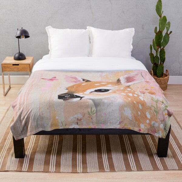 Item preview, Woodland Fawn Nursery Print Spring Whimsical Woodland Cottagecore Tapestry Abstract designed and sold by PrincessArtwork.