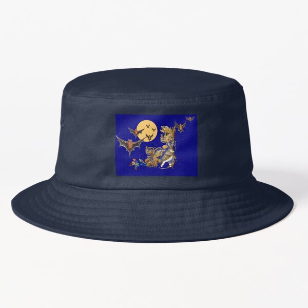 Vista previa del artículo con la obra «EXTRAÑO BESTIARIO MEDIEVAL, AVE NOCTURNA AZUL Y MURCIÉLAGOS VOLANDO BAJO LUNA LLENA», diseñado y vendido por BulganLumini.