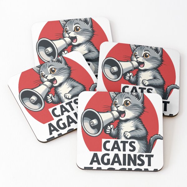 Item preview, Cats Against Fascism – Bold Tabby Cat Megaphone Protest Vector Tee designed and sold by WAUZ.