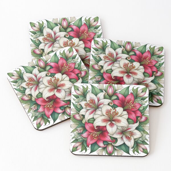 Item preview, AI-Designed Lily Flower Motif – Bold Comic & Mandala Style Artwork for Clothing, Accessories & Decor designed and sold by knalpot-design.