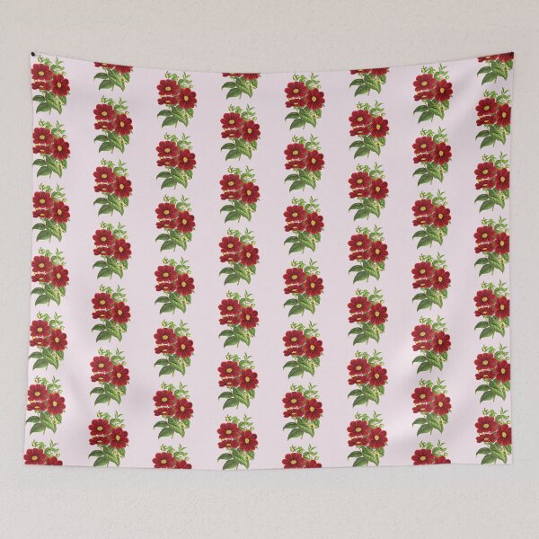 Item preview, Flores de dalia rojas vibrantes con hojas verdes designed and sold by IrisAndIvy.