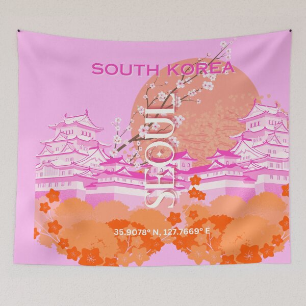 Item preview, Seoul South Korea Travel Art, Pink designed and sold by Magic Love Art Print.