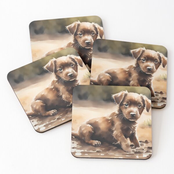 Item preview, Brown Puppy in Puddle designed and sold by CalmnessbyChoice.