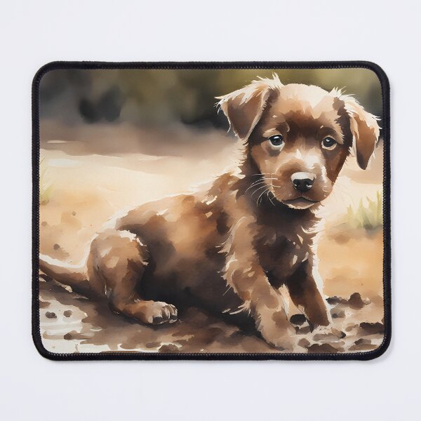 Item preview, Brown Puppy in Puddle designed and sold by CalmnessbyChoice.