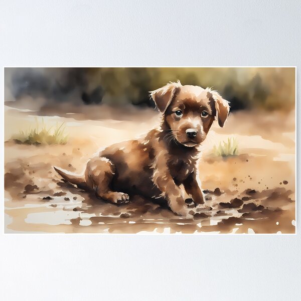 Item preview, Brown Puppy in Puddle designed and sold by BookCovered.