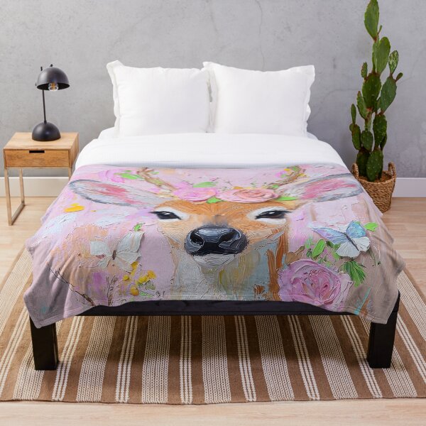 Item preview, Impresión de guardería Woodland Fawn Tapiz de primavera caprichoso estilo cottagecore abstracto designed and sold by PrincessArtwork.