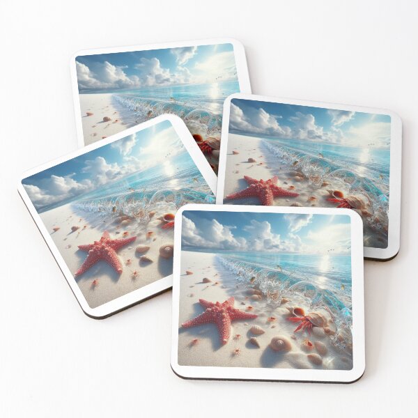 Item preview, AI-Designed Clear Beach with Starfish – Realistic Ocean Artwork for Clothing, Accessories & Beach Lovers designed and sold by knalpot-design.
