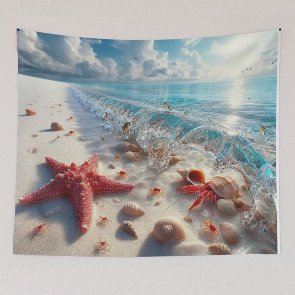 Item preview, AI-Designed Clear Beach with Starfish – Realistic Ocean Artwork for Clothing, Accessories & Beach Lovers designed and sold by knalpot-design.
