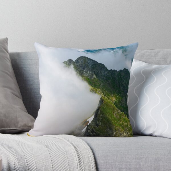 clouds rising in Fagaras mountains Throw Pillow