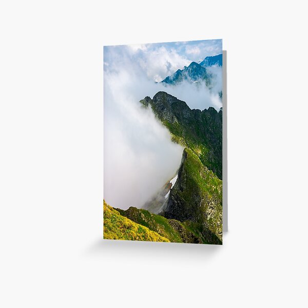 clouds rising in Fagaras mountains Greeting Card