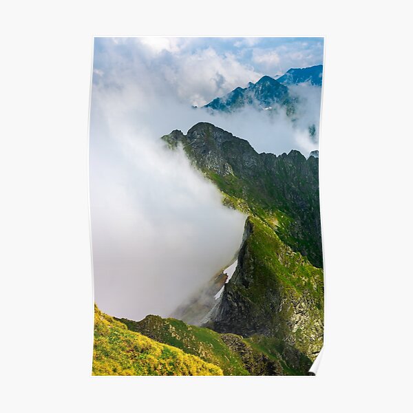 clouds rising in Fagaras mountains Poster