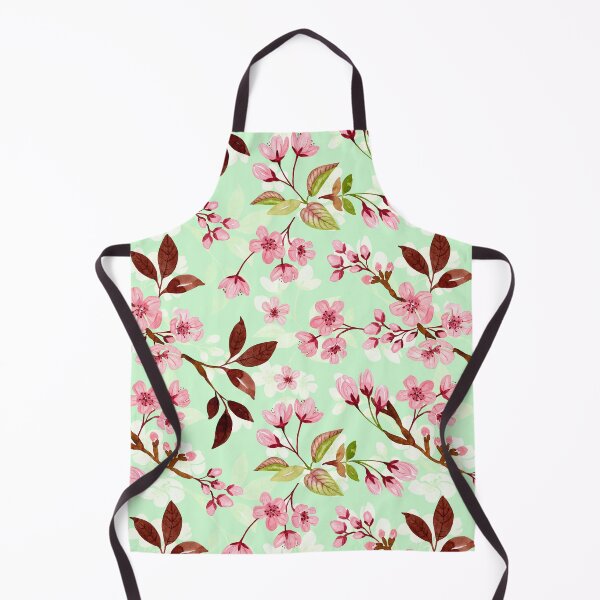 Item preview, Pink Watercolor Cherry Blossoms Pattern (Mint Background) designed and sold by andrebalest.art.