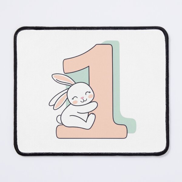 Item preview, Number 1 in a cute, playful style, decorated with an adorable Easter bunny hugging the number. Soft pastel colors, child-friendly, flat vector illustration.. designed and sold by chana-mke.