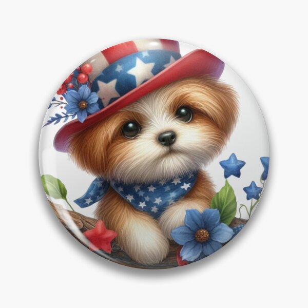 Item preview, Watercolor Patriotic Moon Dog Clipart designed and sold by Eiwaprints.