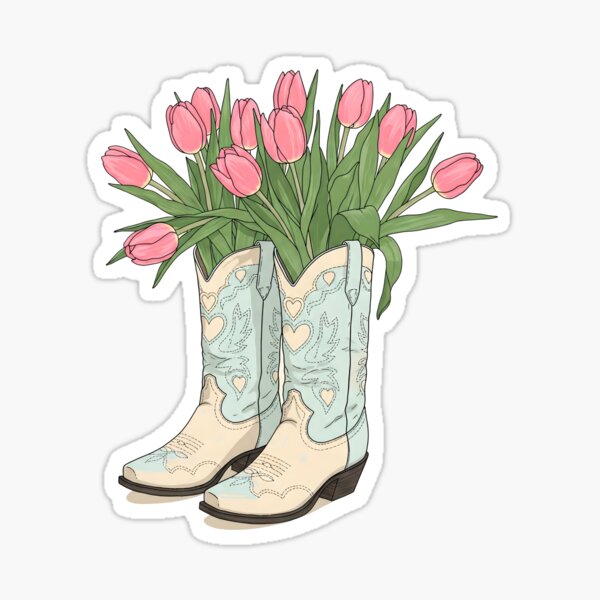 Vista previa del artículo con la obra «Botas vaqueras Tulip», diseñado y vendido por svarupa.
