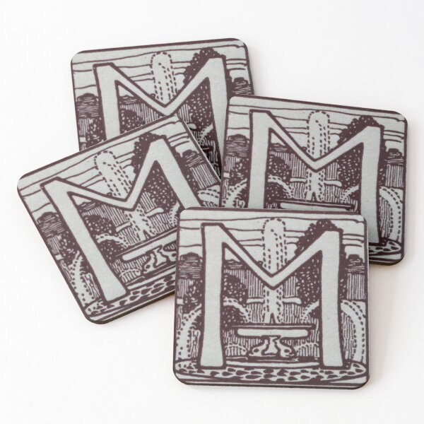Item preview, Art by Mike Linocut and digitally edited, Alphabet Letter M, combinable designed and sold by allartbymike.