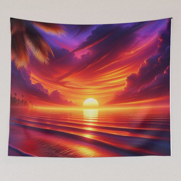Item preview, AI-Designed Beach Sunset with Clear Water – Captivating Ocean Artwork for Clothing, Accessories & Beach Lovers designed and sold by knalpot-design.