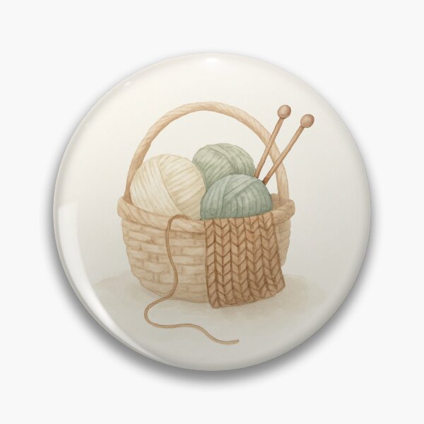 Item preview, Watercolor Knitting Basket with Yarn and Needles designed and sold by Lacritsa .