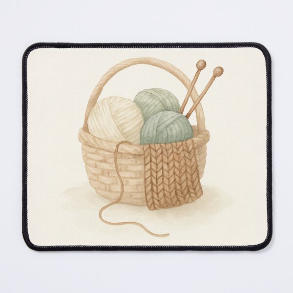 Item preview, Watercolor Knitting Basket with Yarn and Needles designed and sold by Lacritsa .