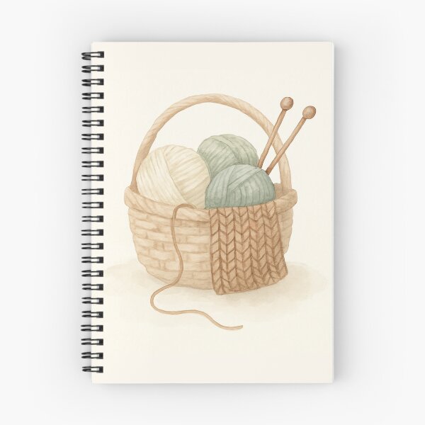 Item preview, Watercolor Knitting Basket with Yarn and Needles designed and sold by Lacritsa .