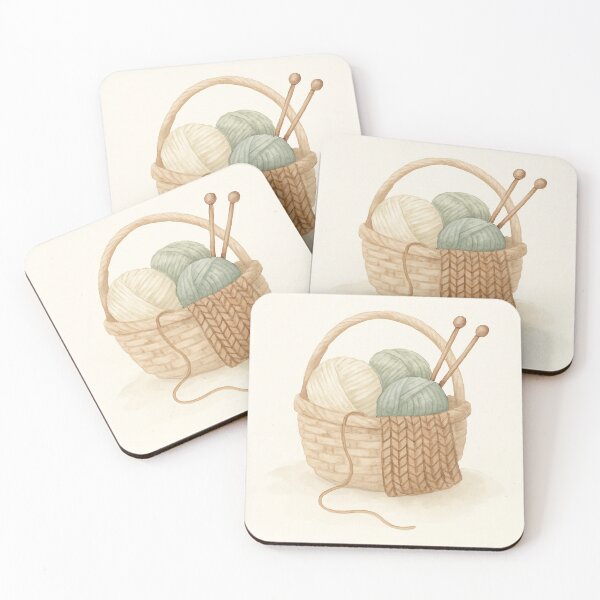 Item preview, Watercolor Knitting Basket with Yarn and Needles designed and sold by Lacritsa .