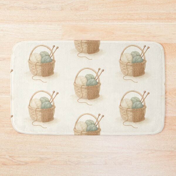Item preview, Watercolor Knitting Basket with Yarn and Needles designed and sold by Lacritsa .