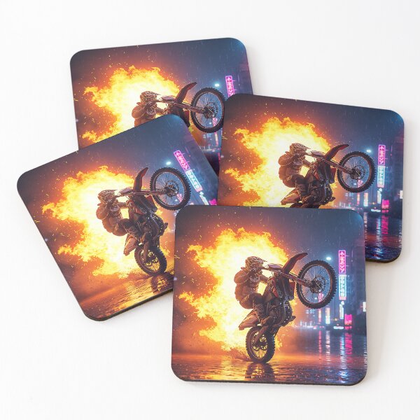 Item preview, Night Rider Dirt Bike Wheelie Fire Stunt Urban designed and sold by KoolArtDistrict.