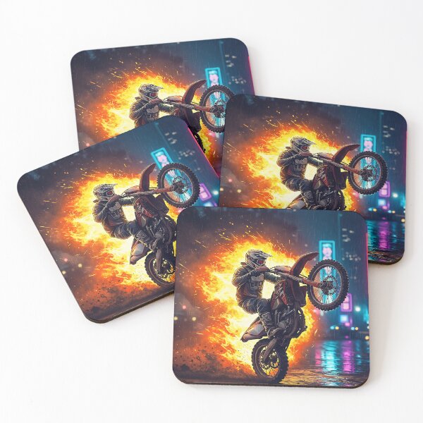 Item preview, Night Rider Dirt Bike Wheelie Fire Stunt Urban designed and sold by KoolArtDistrict.