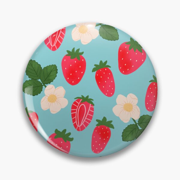 Item preview, Campos de fresas sobre fondo azul celeste designed and sold by Blooming June Design.