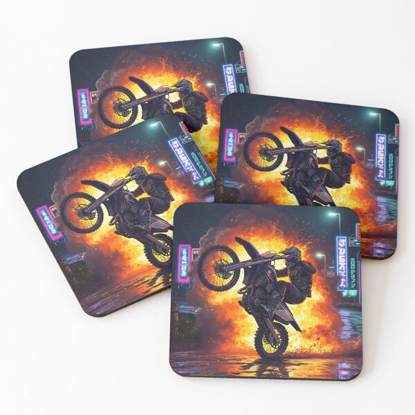 Item preview, Night Rider Dirt Bike Wheelie Fire Stunt Urban designed and sold by KoolArtDistrict.