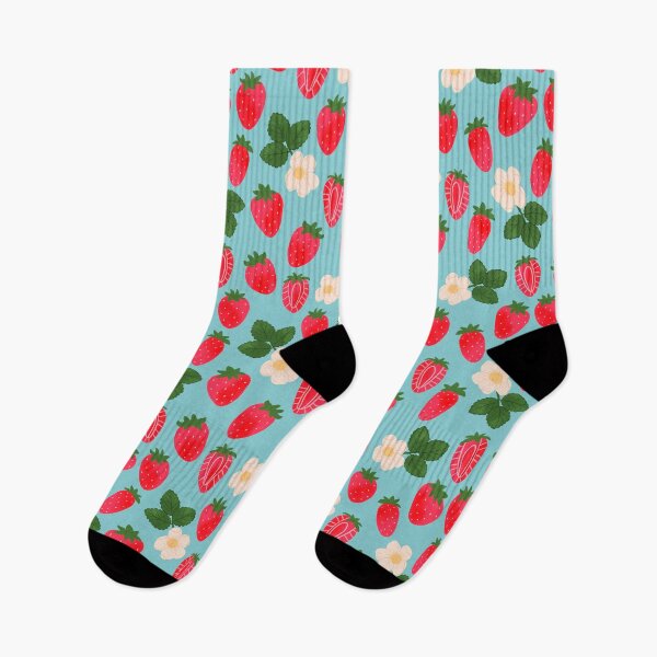 Item preview, Strawberry fields on celeste blue background designed and sold by Blooming June Design.
